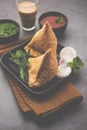 SamosaÃÂ Snack is an Indian deep fried pastry with a spiced filling usually made with potatoes, spices and herb